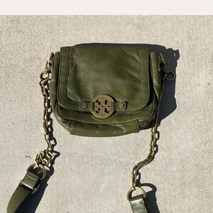 Tory Burch Olive Green Leather Crossbody Bag